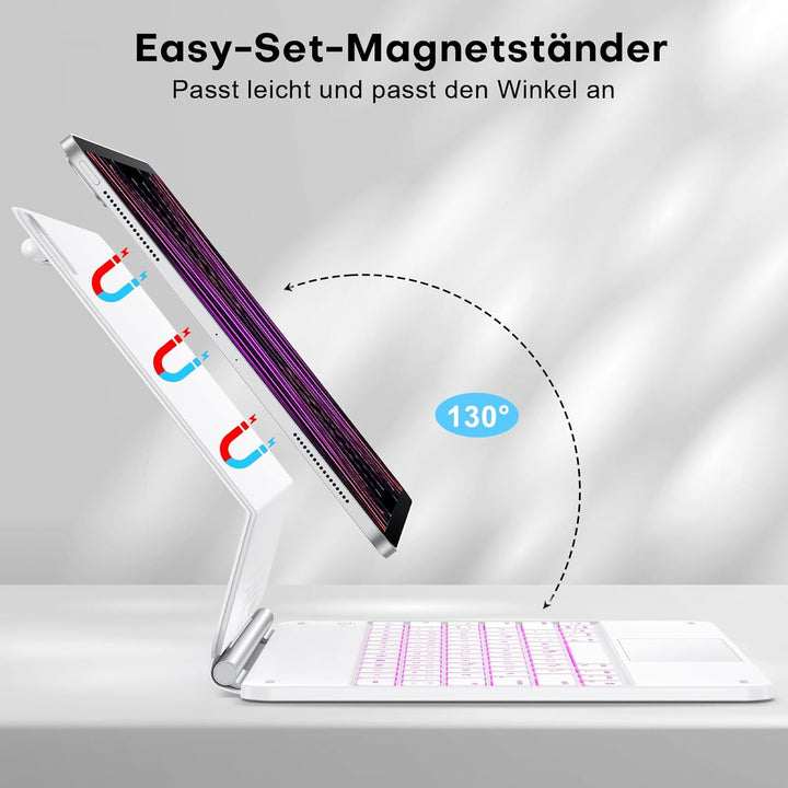 TECURS Hülle Tastatur für iPad Air 13" (M3/M2, 2025/2024), Magic Keyboard für iPad Pro 12.9 (6/5/4/3