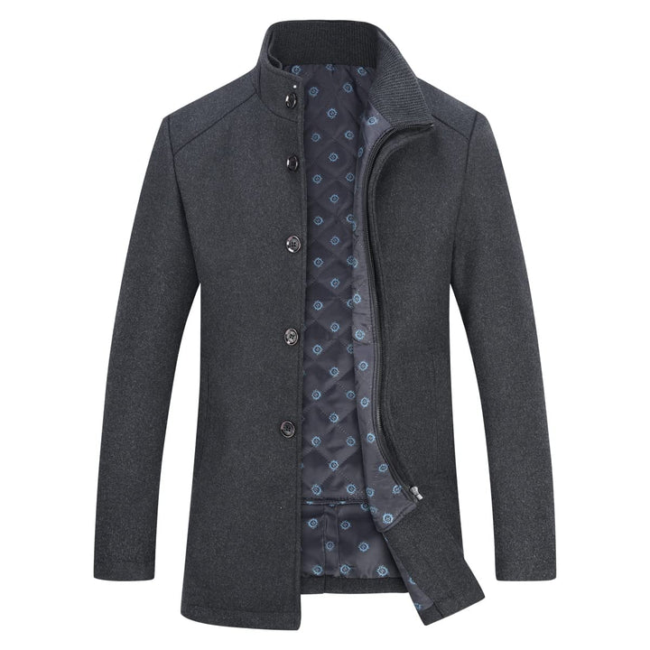 Herren Mantel mit Winterweste Kurzer Wolle Wintermantel Winter Outdoor Dicker Wollmantel, Grau 1853