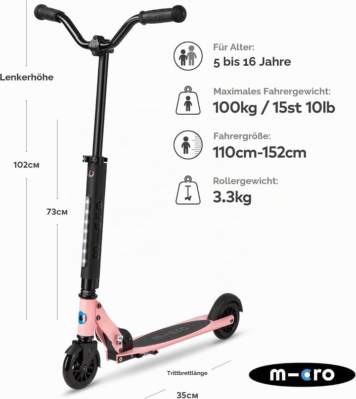 MICRO Unisex Jugend Spirite Deluxe Scooter Einheitsgrösse Neon Rose, Einheitsgrösse Neon Rose