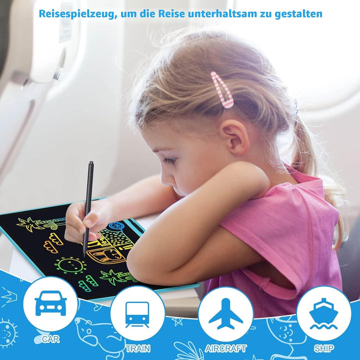 LCD Schreibtafel Kinder 16 Zoll Wiederaufladbar, Maltafel Zaubertafel Bunter Bildschirm Kleinkinder
