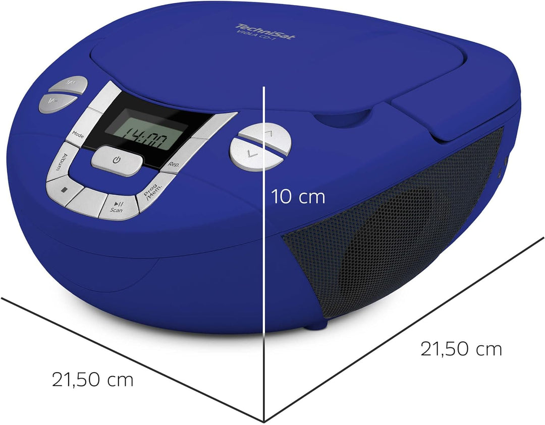 TechniSat Viola CD-1 - tragbarer Stereo CD-Player, Boombox mit praktischem Tragegriff (CD-Radio für