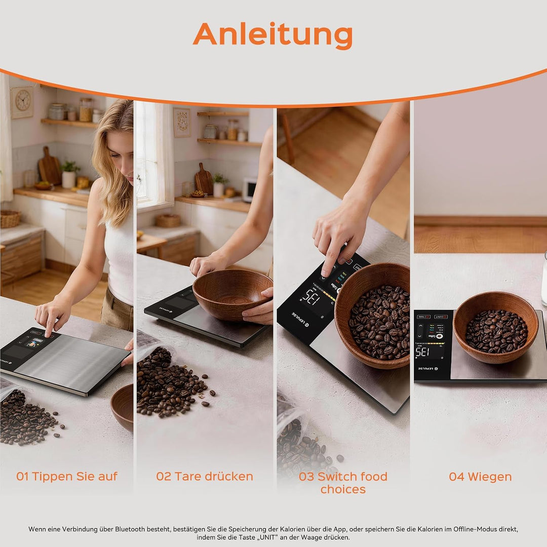 Küchenwaage Digitale mit Nährwertberechnung, smart vita ernährungswaage | Lebensmittelwaage mit 24 N