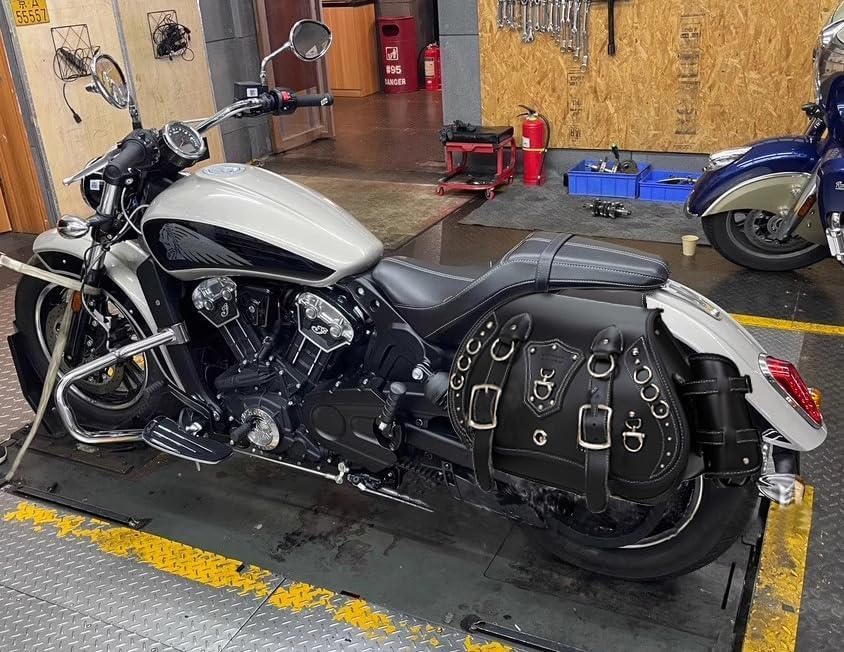 Hochdichtes Leder-Motorrad-Saddebags,Überwurftaschen, Gepäckträger, Seitentaschen mit Getränkehalter