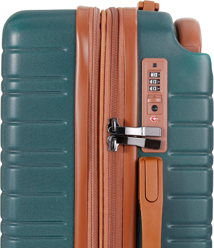 SESCO Reisekoffer Premium-Kofferset 3tlg. Koffer Trolleys Handgepäck Set, breiter Griff, TSA (grün/b