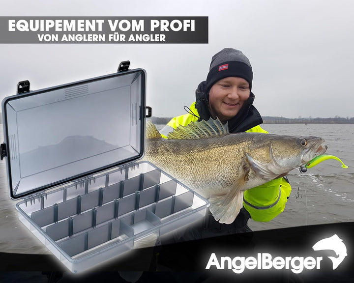Angel-Berger Pro Tackle Box Zubehörbox Köderbox wasserdicht Large, Large