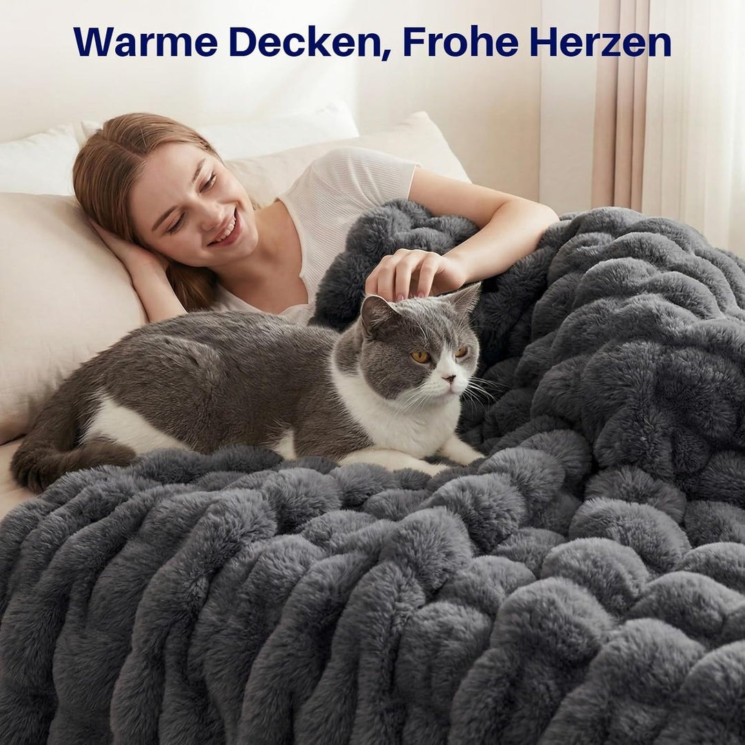Kuscheldecke Kaninchen Plüsch Decke Super Soft Wohndecke Dick 1000 G/M² Flanell Decke Couchdecke War