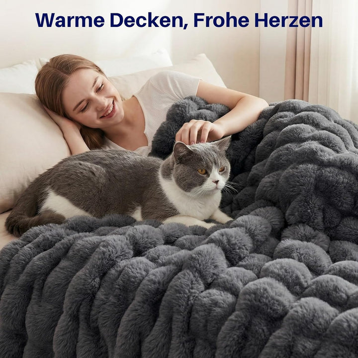 Kuscheldecke Kaninchen Plüsch Decke Super Soft Wohndecke Dick 1000 G/M² Flanell Decke Couchdecke War