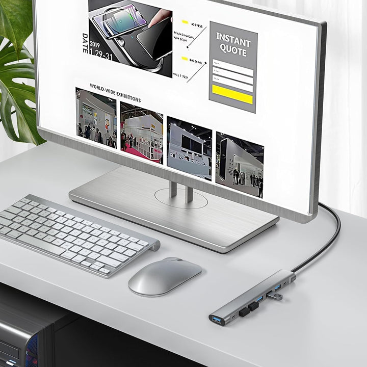 Langes USB-Hub-Kabel, 8 Anschlüsse, USB-3.0-Adapter mit 6 USB-3.0-Datenanschlüssen, USB-C-Daten, USB