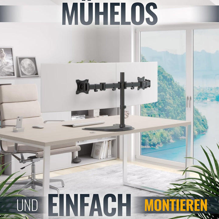 RICOO Monitor Halterung Tisch, Dual Monitor Arm für 12 - 27 Zoll, Monitorhalterung 2 Monitore, Bilds