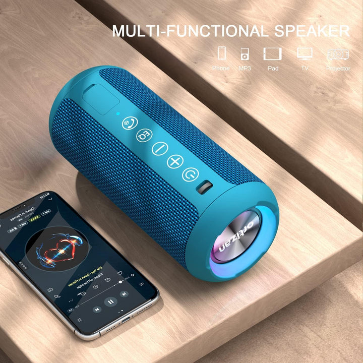 Ortizan Bluetooth Lautsprecher, Bleutooth Box mit LED-Licht, Tragbarer Mini Musikbox mit Freisprechf
