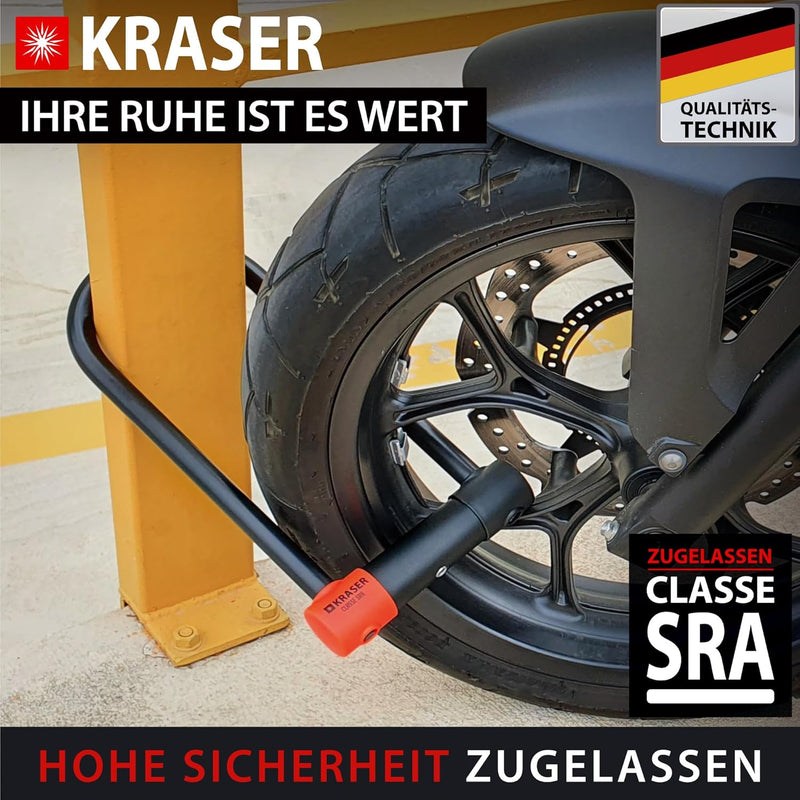 KRASER KR120L Solid U Vorhängeschloss SRA-geprüftes Motorradschloss Diebstahlschutz Motorrad Sicherh