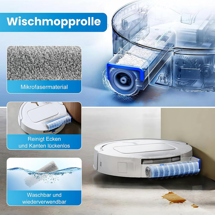 18 Stück Zubehörset für ECOVACS DEEBOT T80 Omni Saugroboter, 1 Gummi-Hauptbürste, 4 Filters, 2 Wisch