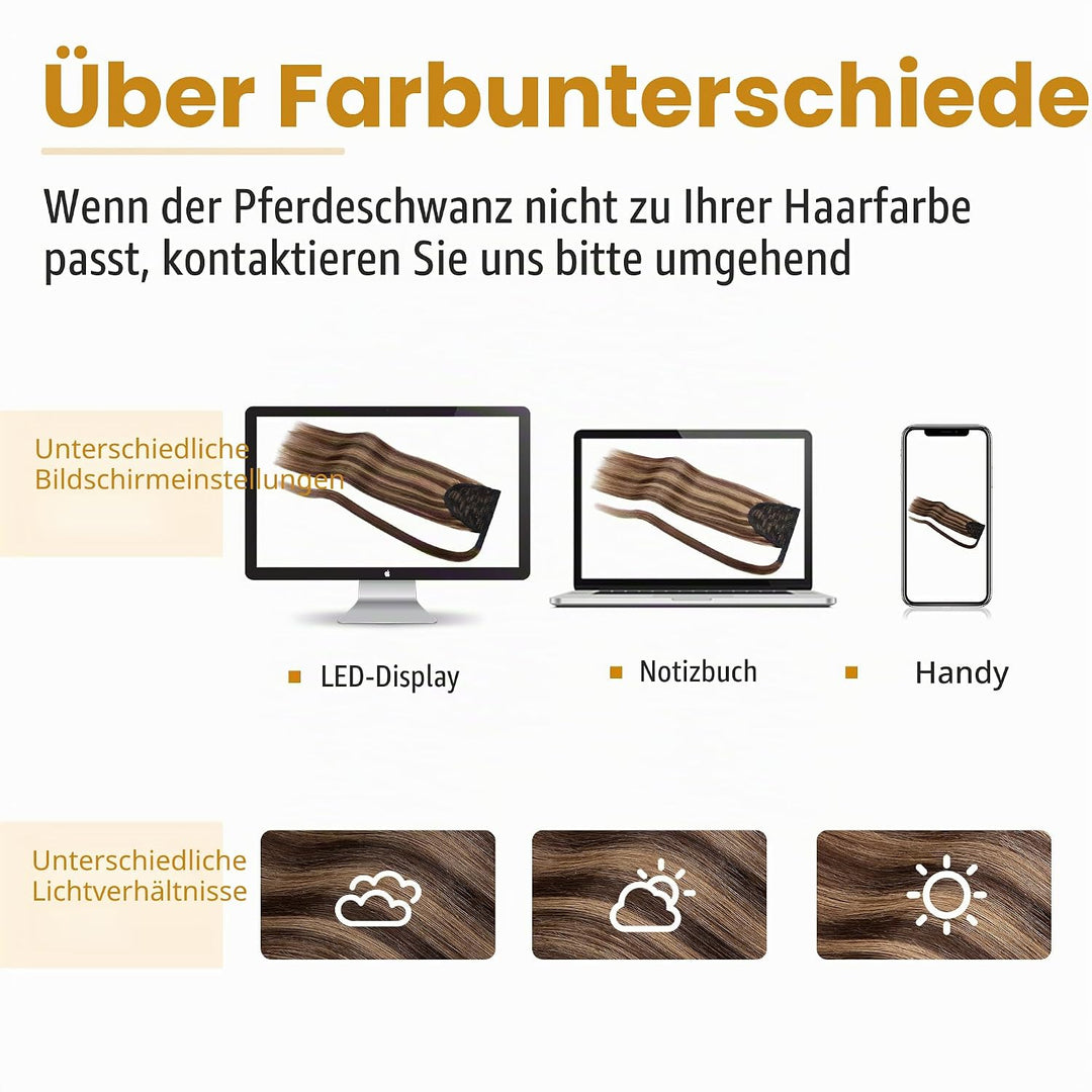 SEGO Ponytail Extension Echthaar Pferdeschwanz Zopf Haarteil Haarverlängerung Hair Piece Haar Hitzeb
