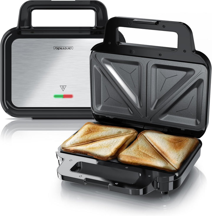 Arendo - Sandwichmaker mit Antihaftbeschichtung - abnehmbare Platten - BPA und PFOA frei - Temperatu