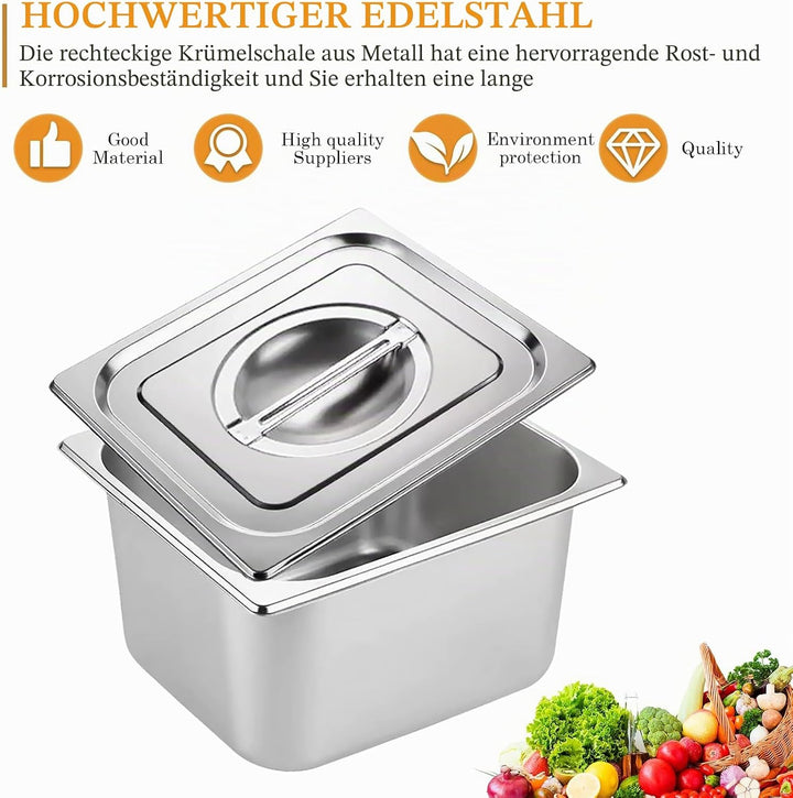 Panier-Set Aus Edelstahl, 3 Stück Hotelpfannen, Panierschalen Set 3-Teilig, Dampftischpfannen, Pfann