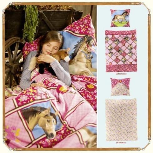 Bierbaum Bettwäsche Pferdefreunde 2343, Renforcé, Made in Germany, pink 01, 135 x 200 cm