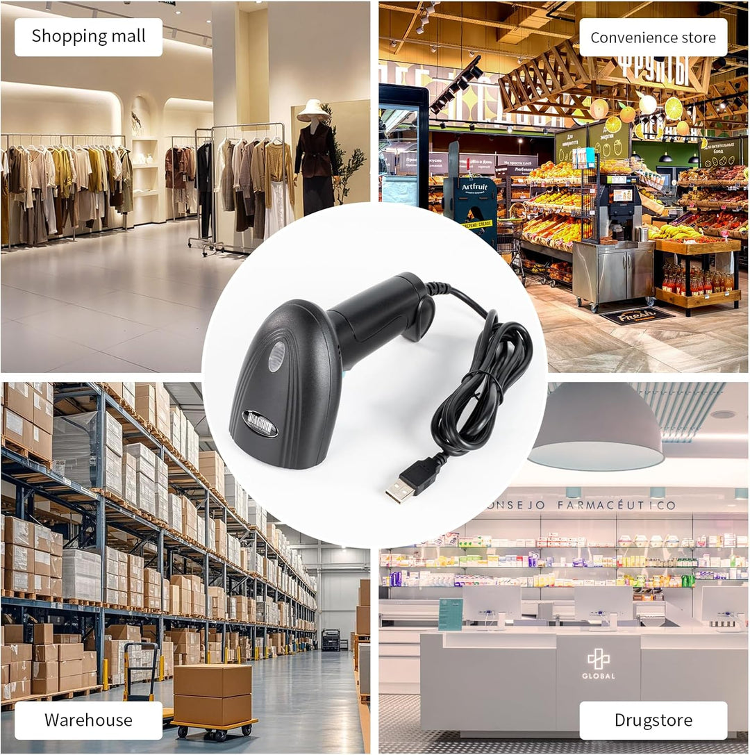 Handheld USB 2D Barcode-Scanner QR-Code, PDF417 Barcode-Lesegerät, geeignet für Supermärkte, Conveni