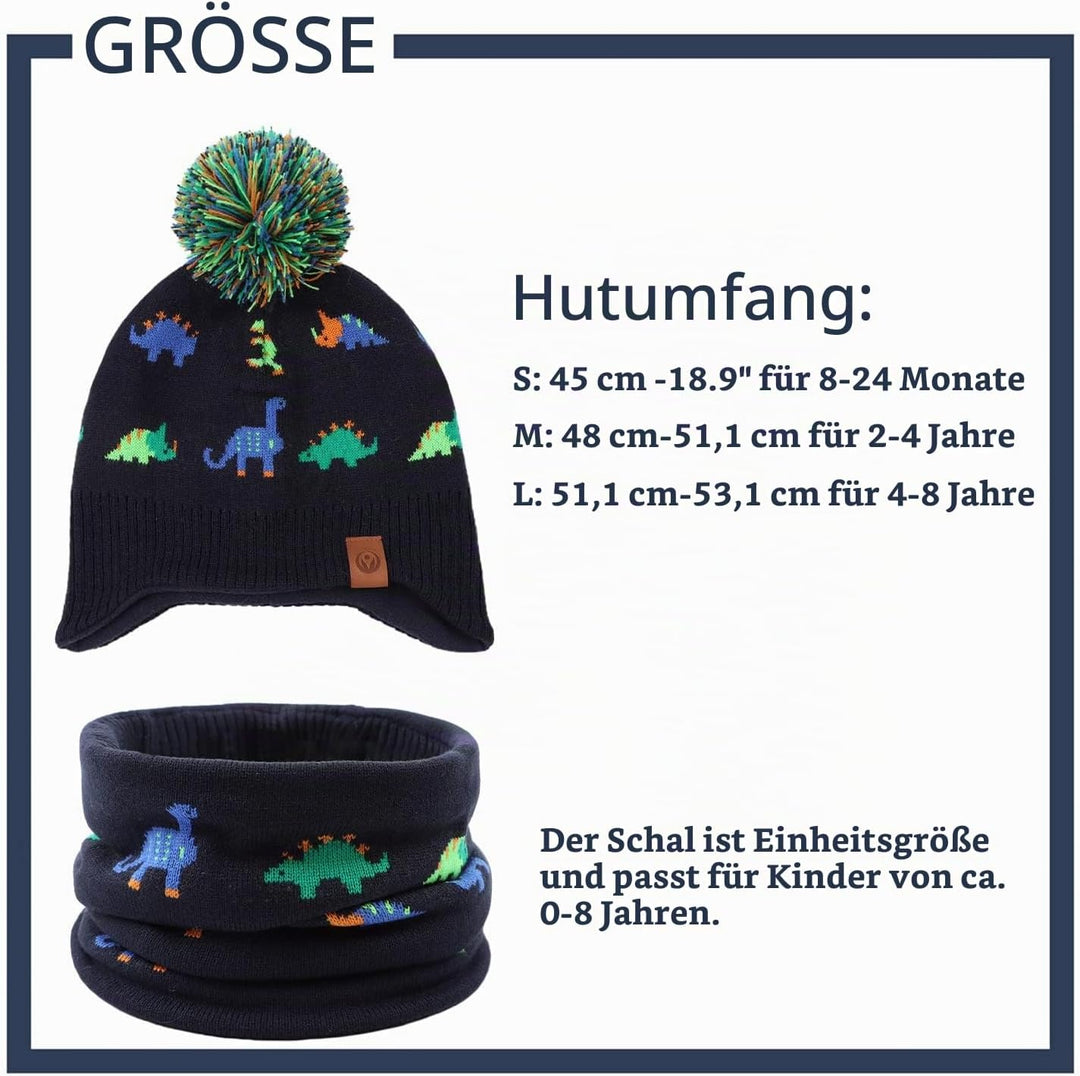 XIAOHAWANG Baby Strickmütze Winter Babymütze Junge Warme Kindermütze Junge Beanie Mütze Dicke Winter