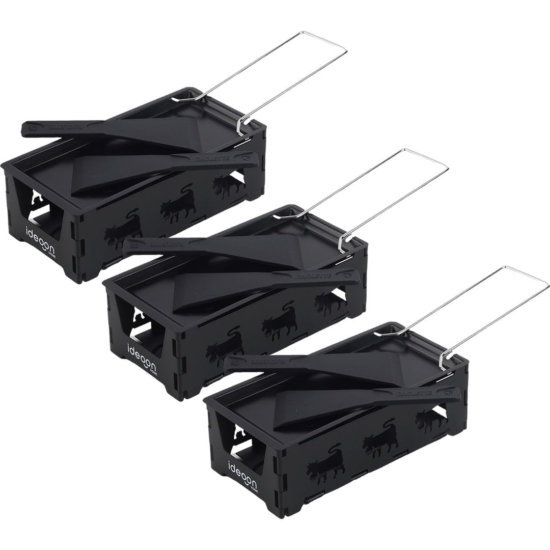 ideoon 3er-Set Faltbares Raclette-Teelicht für 1-2 Personen, Raclette Set ohne Strom inkl. Teelichte