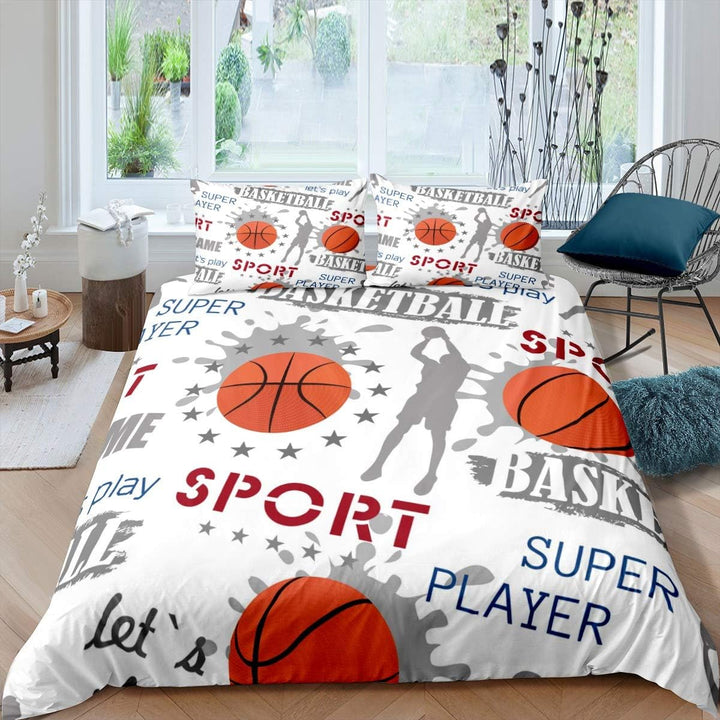 Loussiesd Jungen Basketball Betten Set Sport Thema Bettbezug Set Basketball Spieler Gedruckt Bettw?s