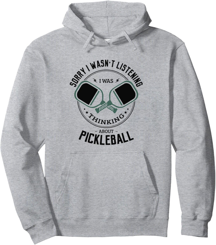 Nachdenken über Pickleball Ironischer Ballsport Pullover Hoodie