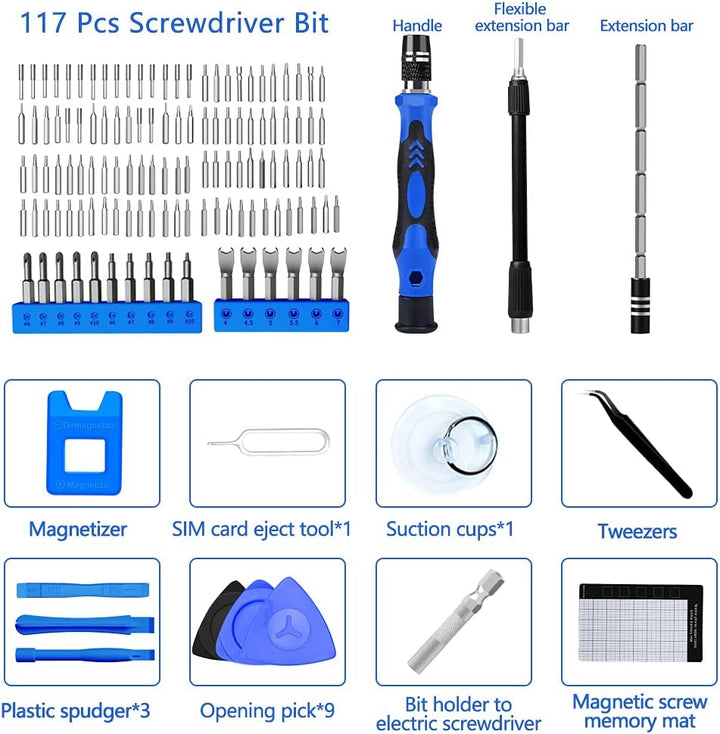 138 in 1 Schraubendreher Set Feinmechanik Mini Feinmechaniker Satz Magnetisch Upgrade Version Präzis