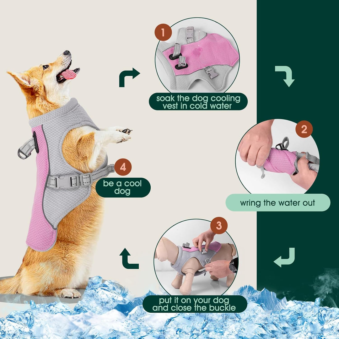 Kuoser Kühlweste für Hunde, Hundekühlungsmantel für heisse Sommertage, Atmungsaktive &amp; Reflektierend