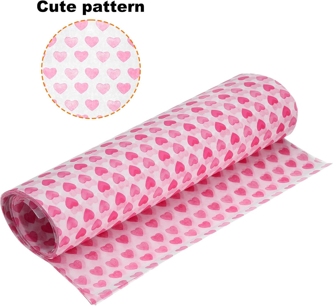QUARKZMAN 100 Stück Quadratische Herz Muster Wachspapier Blätter 9,84" x 8,46" Öl-absorbierendes Tro