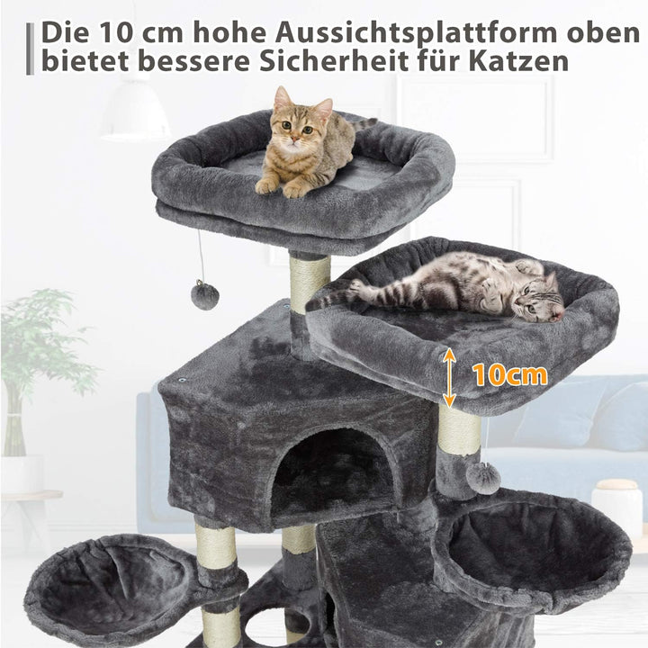 MSmask Stabiler Kratzbaum, Kratzbaum gross mit 2 Plattformen, Katzenbaum für Grosse Katzen, mit gros