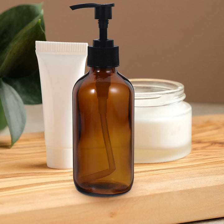 4 Stück 250ml Glas Duschgelflaschen mit Pumpverschluss