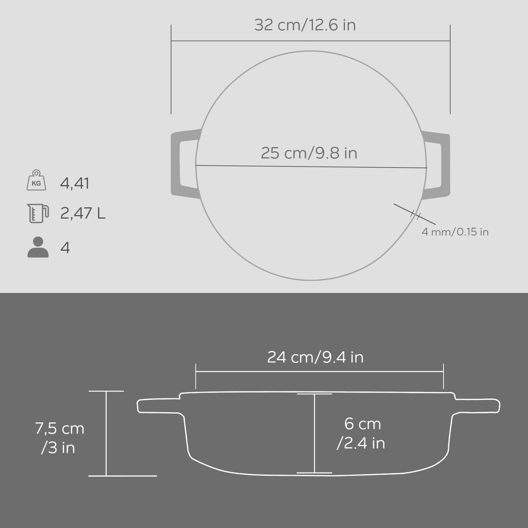 Lava Premium Serie - Allzwecktopf aus Gusseisen, rund, 24 cm, Majolic Grau Ø 24cm Gray, Ø 24cm Gray