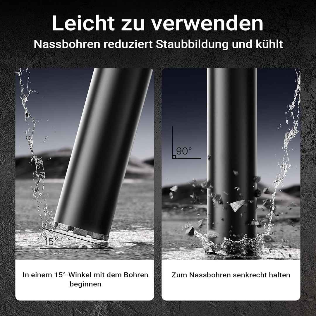 Wiltec Diamantbohrkrone Typ 2 (Mesh) Ø 102 mm, Bohrkrone 450 mm, 1¼ UNC Nassbohrkrone, Diamantbohrer
