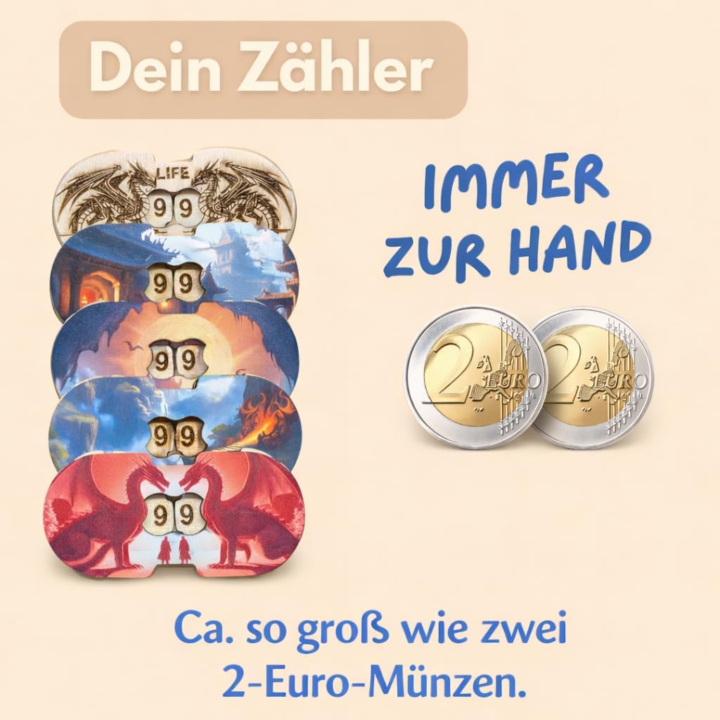 JDR Lebenszähler – kompaktes & langlebiges Zubehör – Punktmarker für Rollenspiele, Karten & Brettspi