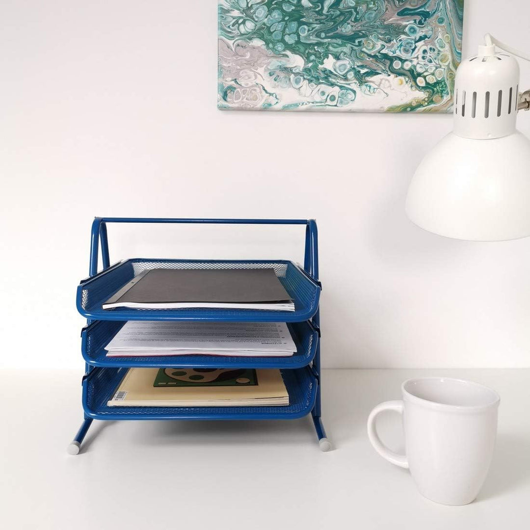 Leviatan Metall Ablage Ablagefächer | Büro Organizer Schreibtisch | Schubladen für Dokumente | 3 Sch