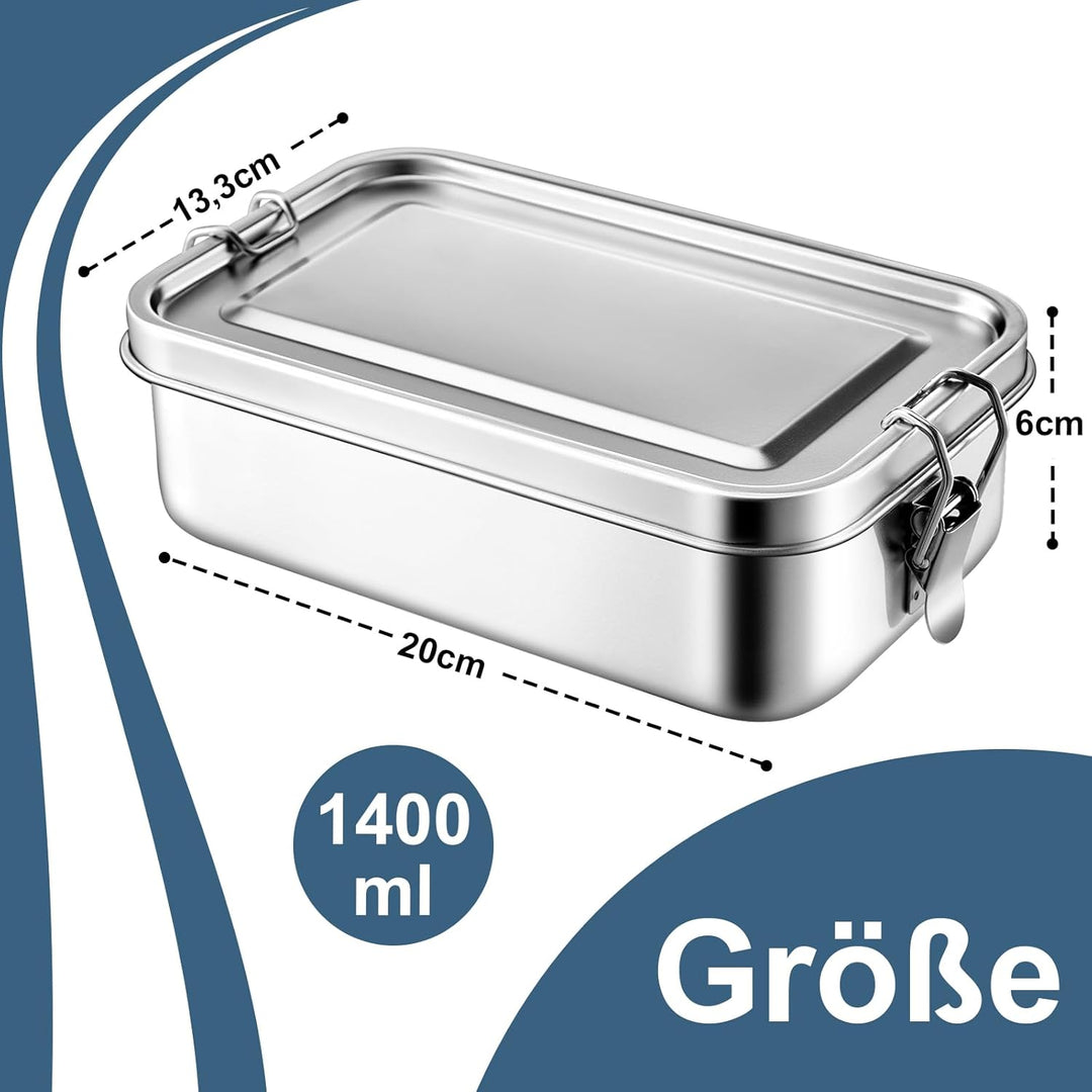 Homikit Bento Box, 1400ml Edelstahl Brotdose Lunchbox mit Fächern, Lunch Box Gross für Kinder Erwach