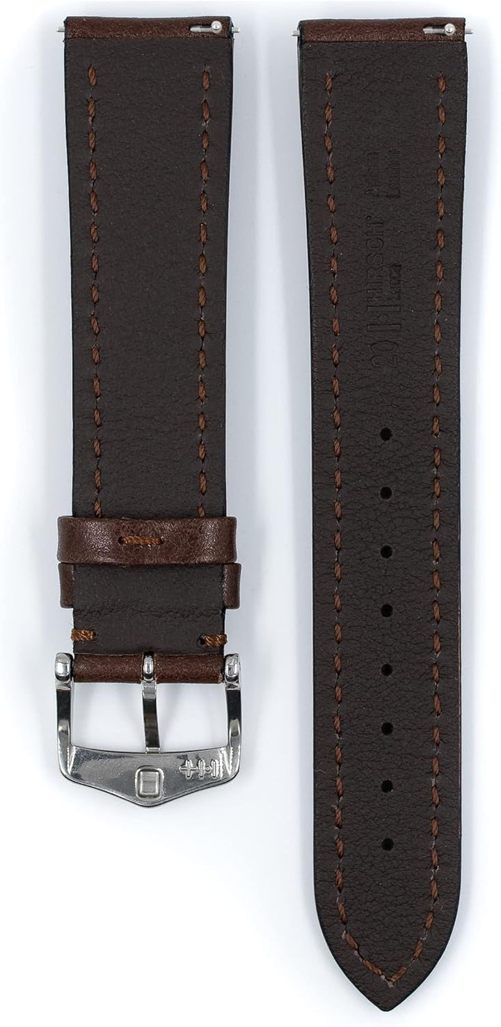 HIRSCH Herren Uhrenarmband Rindsleder Modell Lucca 22 mm Braun, Braun