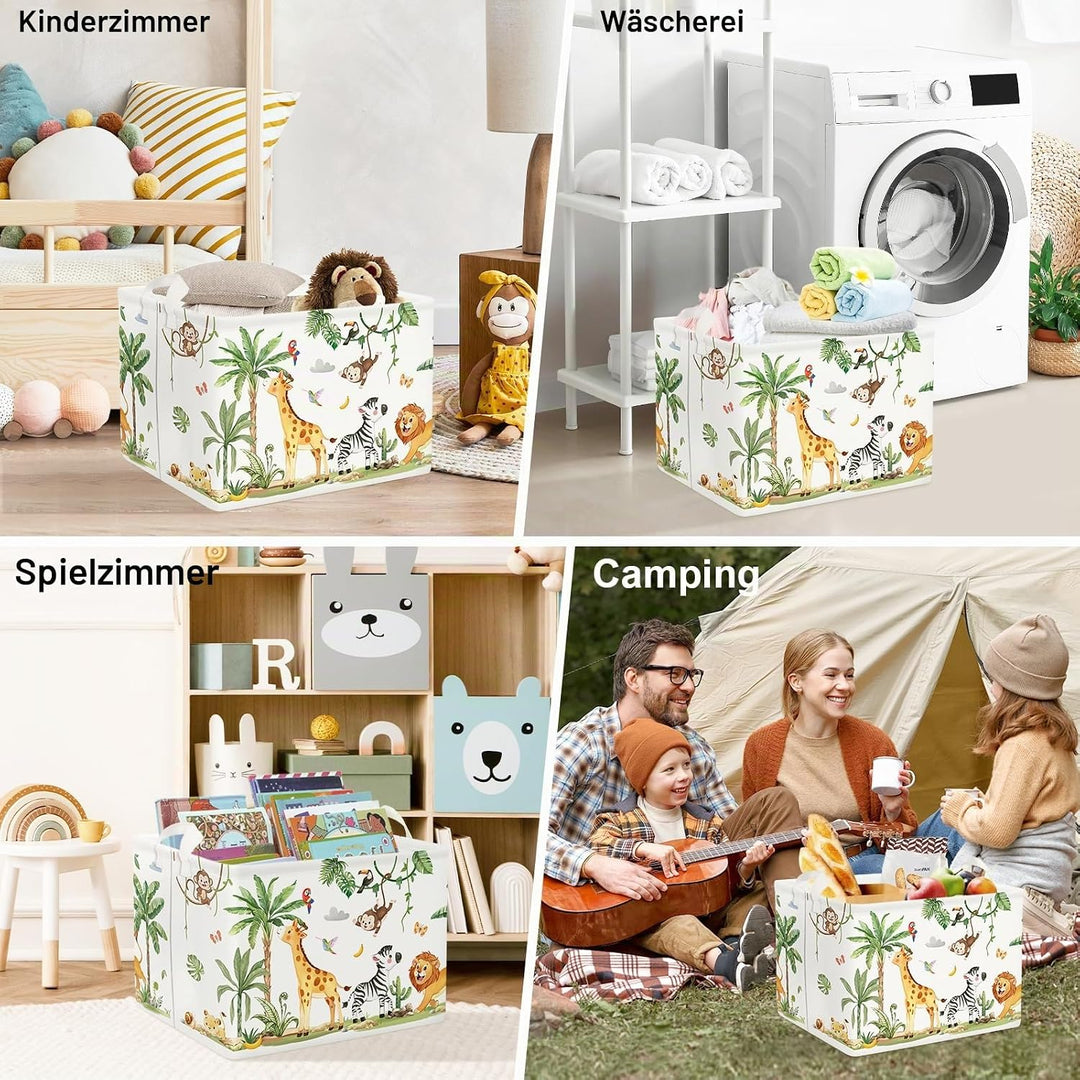 Clastyle Tropisches Tier Kinder Wäschekorb mit Henkel Faltbar Kleidung Spielzeug Aufbewahrungskorb J