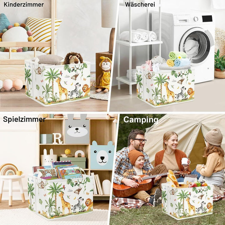 Clastyle Tropisches Tier Kinder Wäschekorb mit Henkel Faltbar Kleidung Spielzeug Aufbewahrungskorb J