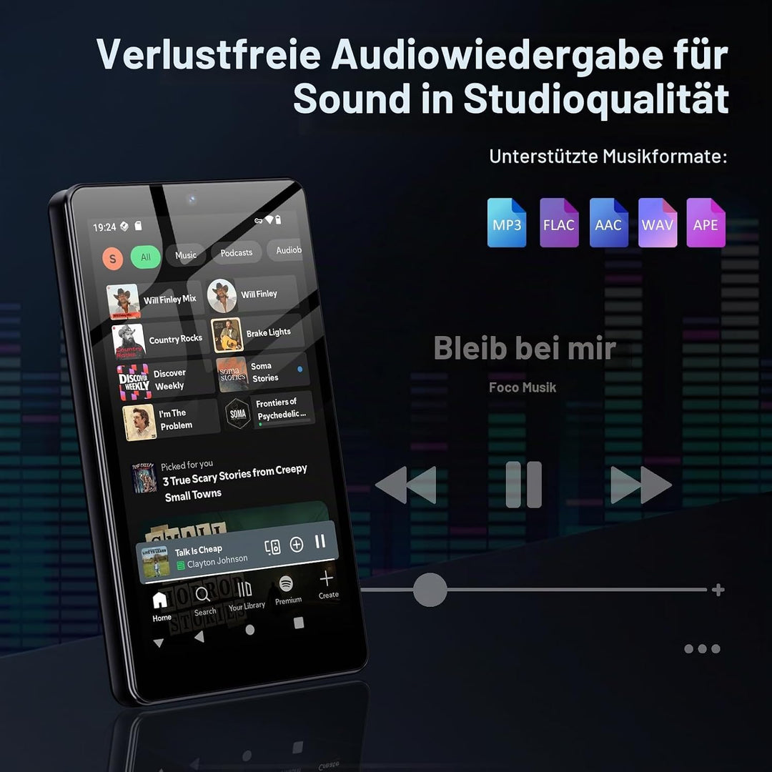 32GB MP3 Player mit Bluetooth und WiFi, Kamera, Oilsky 4,02" HD Android 13 Musikplayer mit Spotify,
