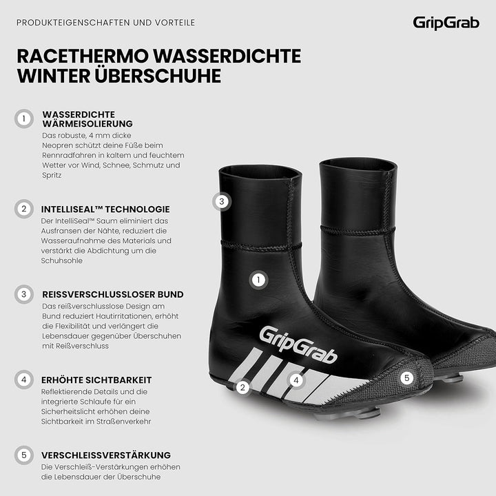 GripGrab RaceThermo Winter Rennrad Neopren Überschuhe wasserdichte Warme Reissverschlusslose Thermo