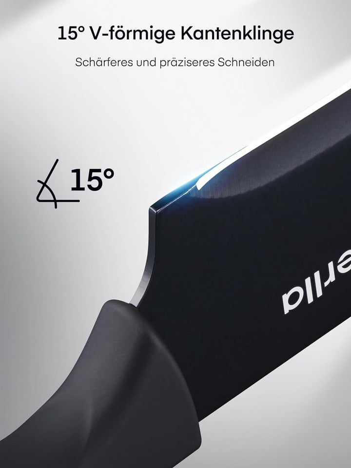 D.Perlla Messerblock, 16-TLG Messer set, Schwarz Antihaft-Beschichtung Messer mit Acryl Messerhalter