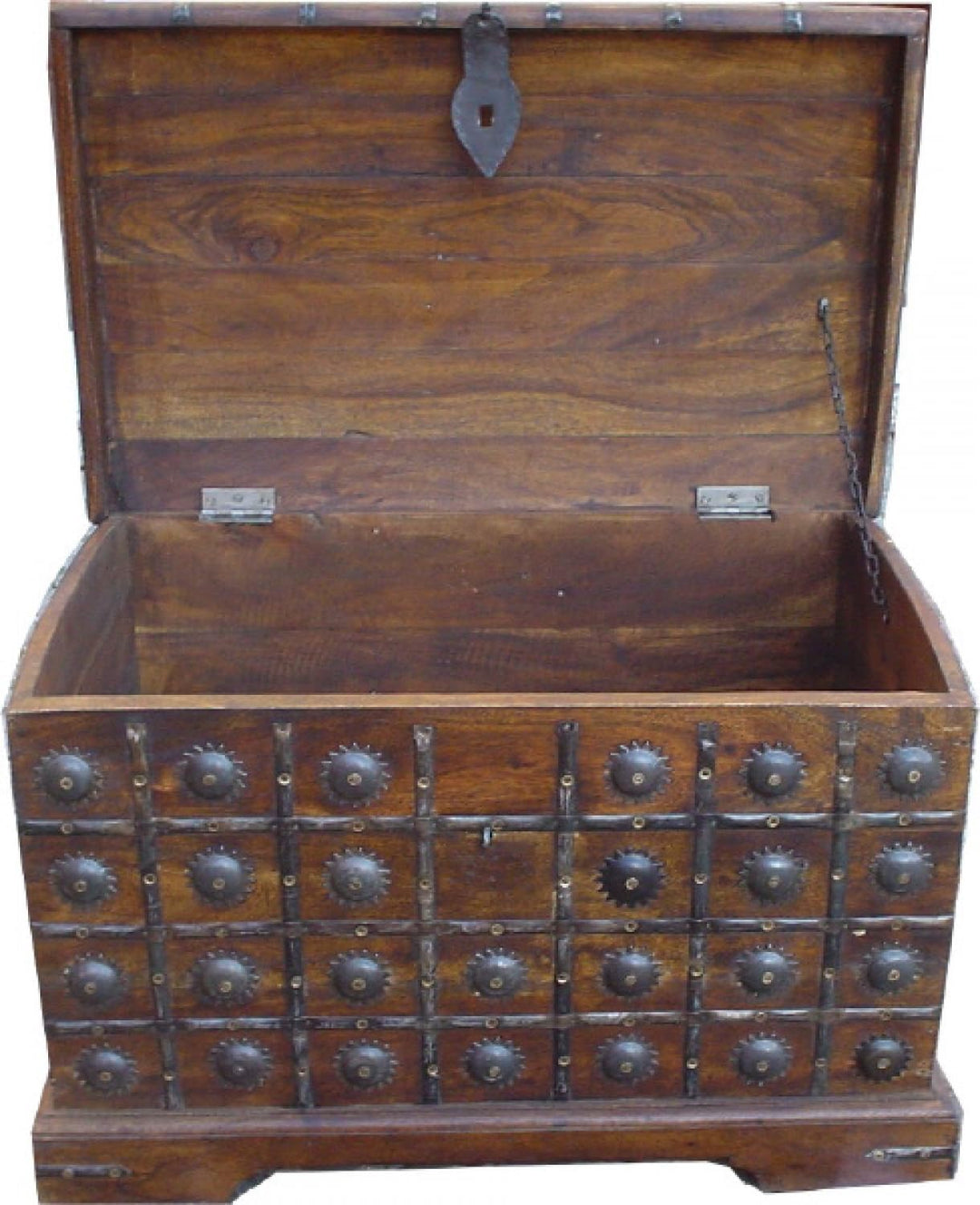 GURU SHOP Truhe Halbrund R387, Akazienholz, Grösse: Gross (45x68x42 Cm), Truhen, Kisten, Koffer gros