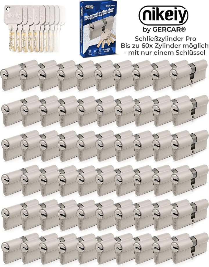 GERCAR Pro Gleichschliessend 3x Schliesszylinder 30/35 Set 3 Profilzylinder inkl. 15 Schlüssel - 65