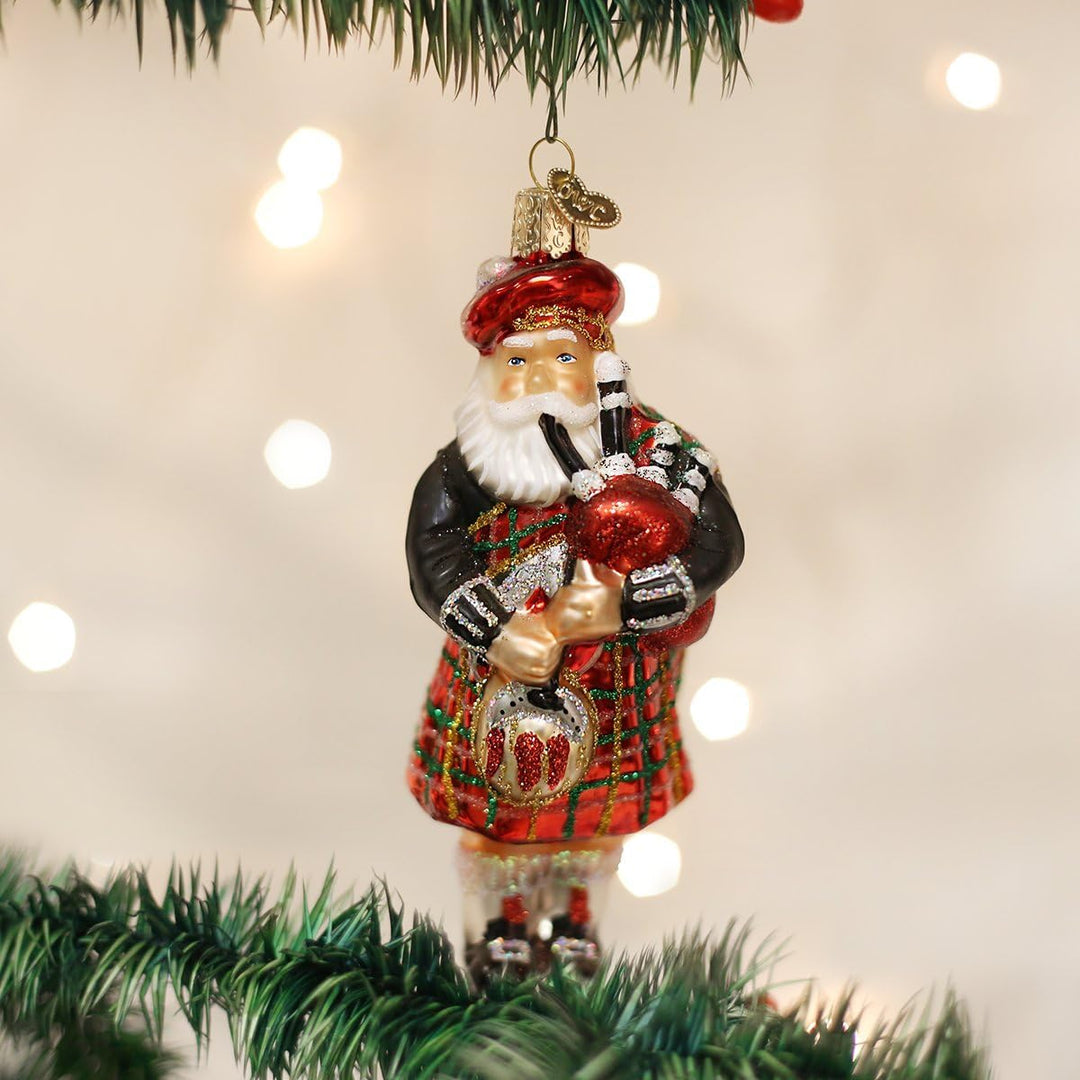 Old World Christmas Highland Sortiment von Weihnachtsmann-Glasornamenten für den Weihnachtsbaum. Hig