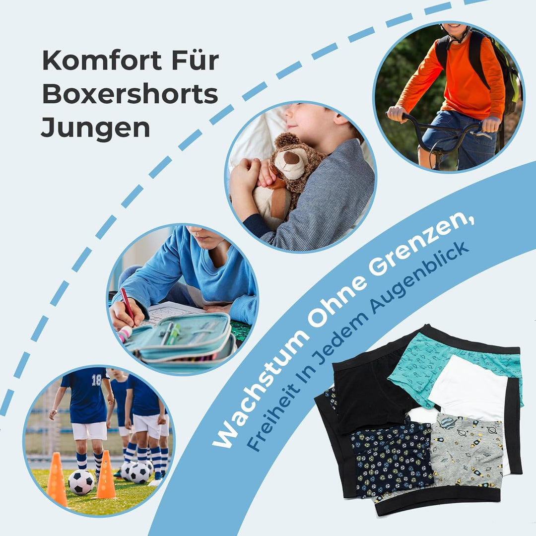 L&K-II Boxershorts Jungen Baumwolle Kinder Unterhosen 10er Pack 1604 158-164 Mehrfarbig 1, 170-176