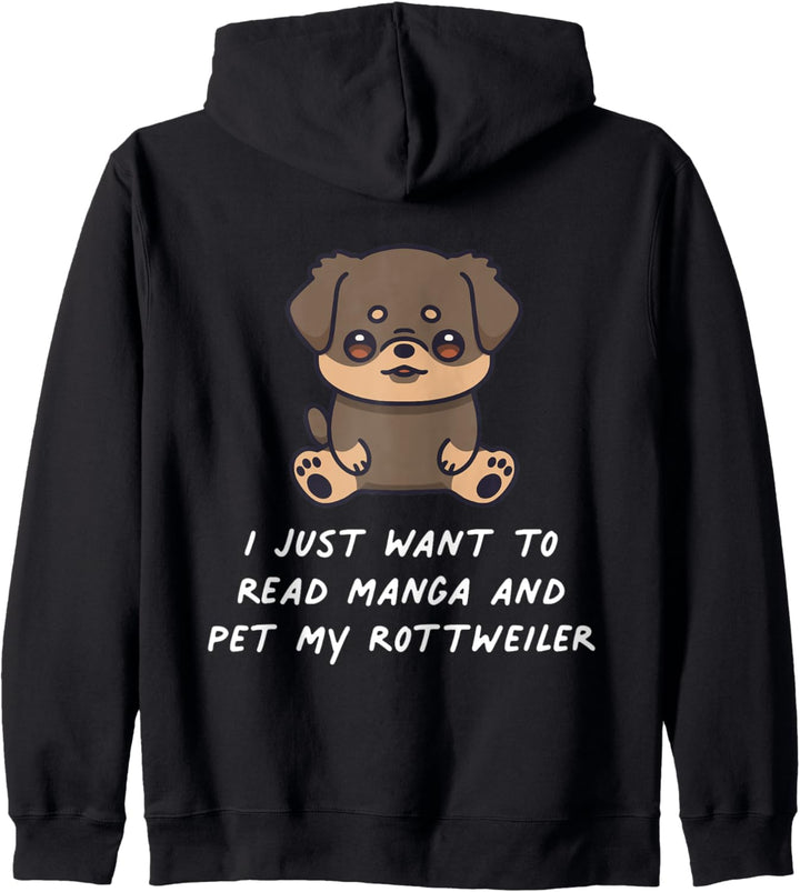 I Just Want To Read Manga And Pet My Rottweiler Kawaii Hund Kapuzenjacke