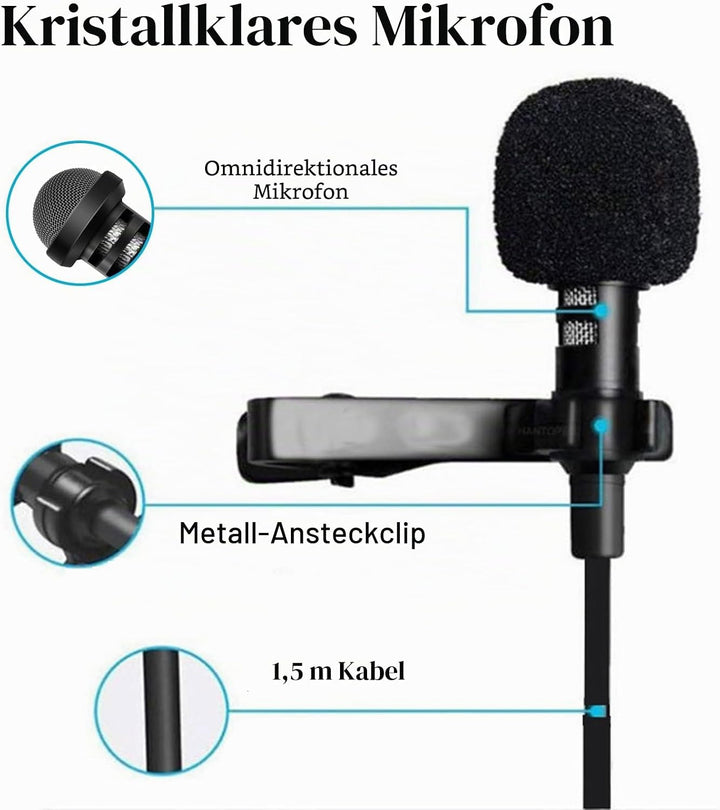 Lavalier Lapel Mikrofon Kompatibel mit Sennheiser EW100 EW300 EW500 SK100 Wireless Sender, 3,5 mm TR