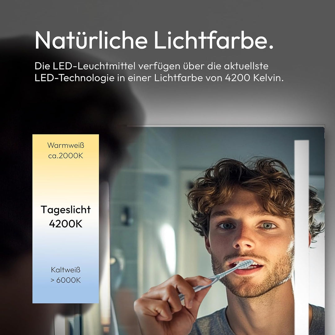 Badspiegel mit Beleuchtung Talos Light - Badezimmerspiegel 140 x 70 cm - mit hinterleuchteten Lichta