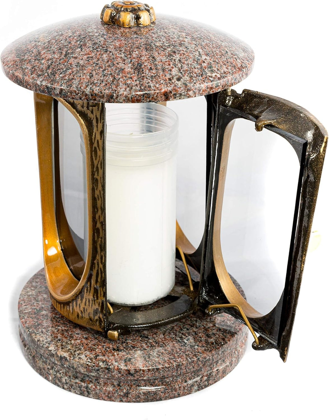 Stilvolle Grablaterne Elégant Granit Paradiso Höhe 23 cm/Ø 15 cm Grableuchte Grablicht Grablampe Gra