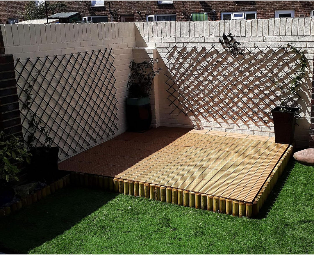 Terrassenfliesen aus Verbundmaterial, Teak-Optik, Klick-System, für Terrasse/Balkon/Dachterrasse/Whi